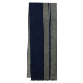 Durio Men's Warm and Soft Winter Scarf Knitted Plaid Winter Long Scarves, XY009-Navy