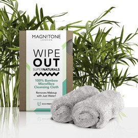 Magnitone London WipeOut Extraordinary 100% Bamboo MicroFibe Super Natural Cleansing Cloth, Grey - 40cm x 17cm each - Pack of 2