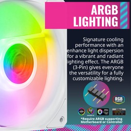 Cooler Master SickleFlow 120 V2 ARGB White Edition 3 en 1 Ventilador de marco cuadrado, LED ARGB de 3 pines, hoja curva de equilibrio de aire, rodamiento sellado, control PWM de 120 mm para carcasa de computadora y radiador líquido