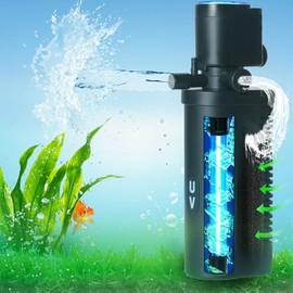 158GPH Small Aquarium Filter for 10-45 Gallon Tank, Internal Pump for Turtle Betta Fish Tank Filter, Silent 4-in-1 Green Killing Machine with Fish Tank Filtes Deodorization