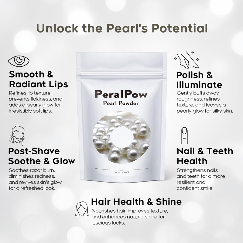 Peralpow Pearl Powder Organic, 100g 100% Natural DIY Skincare, Anti-Aging,