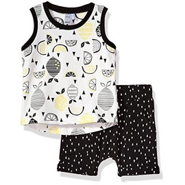 Petit Lem Boys' Lemon Baby 2pc Set Tank Top & Short Knit, Multicolor, 6 Months