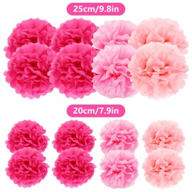 16 Stück Pompons Seidenpapier Rosa Deko Altrosa Tissue Papier Pom Poms Set Papier Party Dekorationen für Hochzeit Geburtstag Baby Willkommens Hellpfirsichpapier Blumenball