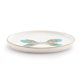 DEMDACO Decorative Hanging Salad Plate, 8 Inch Ceramic Stoneware, Turquoise and Gold Butterfly