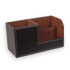 [HICKIES] Modern style desk business card pen holder leather organizer Classic Brown
