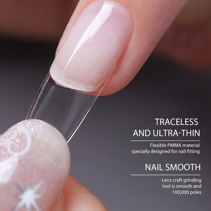 Beautilux Nail Tips, 552 Pieces, Medium Square Tips for Gel