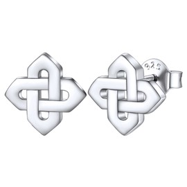 ChicSilver 925 Sterling Silver Celtic Stud Earrings for Women Hypoallergenic Earrings Irish Quaternary Celtic Knot Jewelry