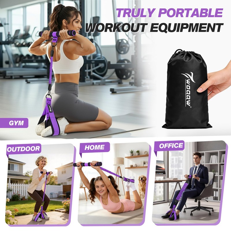 WOQQW Multifunction Pedal Resistance Band with Handle, Upgraded 3 Tube