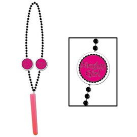Beistle 220624 Bachelorette Naughty Girl Beads with Test Tube Shot - Black/Pink