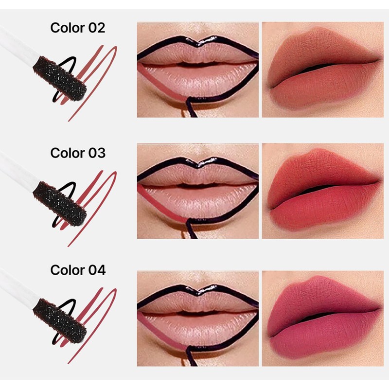 Matte Peel Off Lip Liner Set, Long Lasting Waterproof Lip