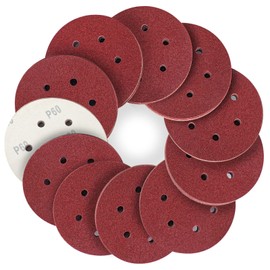 STEBRUAM Sandpaper Set, Pack of 50, 150 mm, Velcro Sanding Discs for Random Orbital Sanders, 6 Hole, Meister Wood, Wood Materials, Chipboard (P60 Grit)