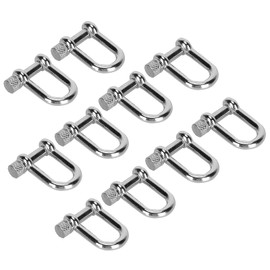 10pcs Stainless Steel Mini D Shaped Bow Shackle Zinc Alloy D Ring Shackles Anchor Shackle for Paracord Jewelry, Marine Tackle