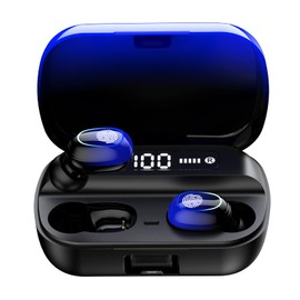 Wireless Bluetooth 5.2 Earbuds, IPX7 Waterproof Stereo Earphones with LED Power Display, Deep Bass Clear Calls, Noise Cancelling, Perfect for Workout, Home and Gym