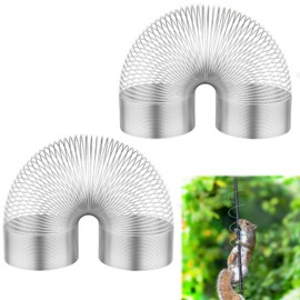2 PCS Squirrel Baffles Squirrel Guard for Bird Feeders,Squirrel Spring Barriers Deterrent Coil Protects Outdoor Bird Feeder Poles (Silver)