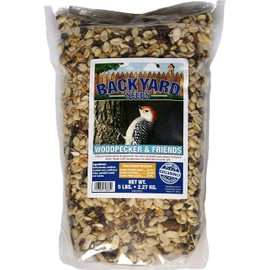 Backyard Seeds Woodpecker Shelled Peanuts Mixed Bird Seed with Sunflower Chips, Pumpkins, Raisins (5 Pounds)