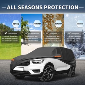 X AUTOHAUX Car Cover Outdoor Waterproof Sun Rain Snow Hail Protection with Left Side Door Zipper Aluminum Film for Volvo XC40