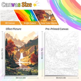 Paint by Numbers Kit for Adults Framed,Mountain Waterfall Paint by Numbers,Nature Landscape Oil Painting Colorful Box Suitable for Home Wall Decoration 12x16 Inch