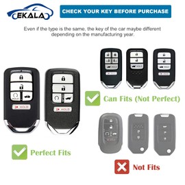 EKALA for Honda Key Fob Cover with Leather Key Fob Keychain, 5 Buttons Soft TPU Keys Shells White Key Fob Cover Compatible with Honda Accord Civic CRV Odyssey Pilot Key Fob Protector(P-Hod)