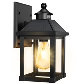 AEQ Solar Porch Lights Outdoor, Solar Sconce Lights Outdoor with Motion Sensor, Waterproof Wall Light with Clear Panel for Garage, Porch, Yard, Front Door,5.8 * 5.8 * 11.8in