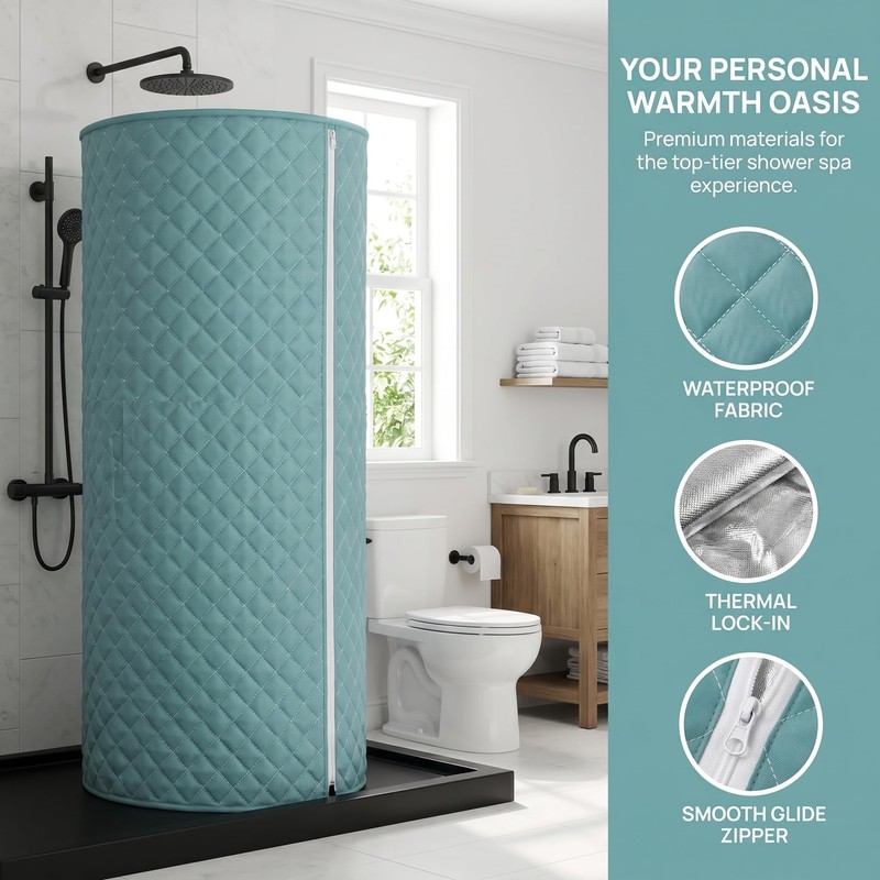 Portable Folding Shower Curtain, 100x200cm, Waterproof Polyester with Aluminum Peptide