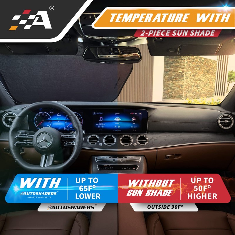 Autoshaders Car Windshield Sunshade – Foldable 2-Piece Front Window Sun
