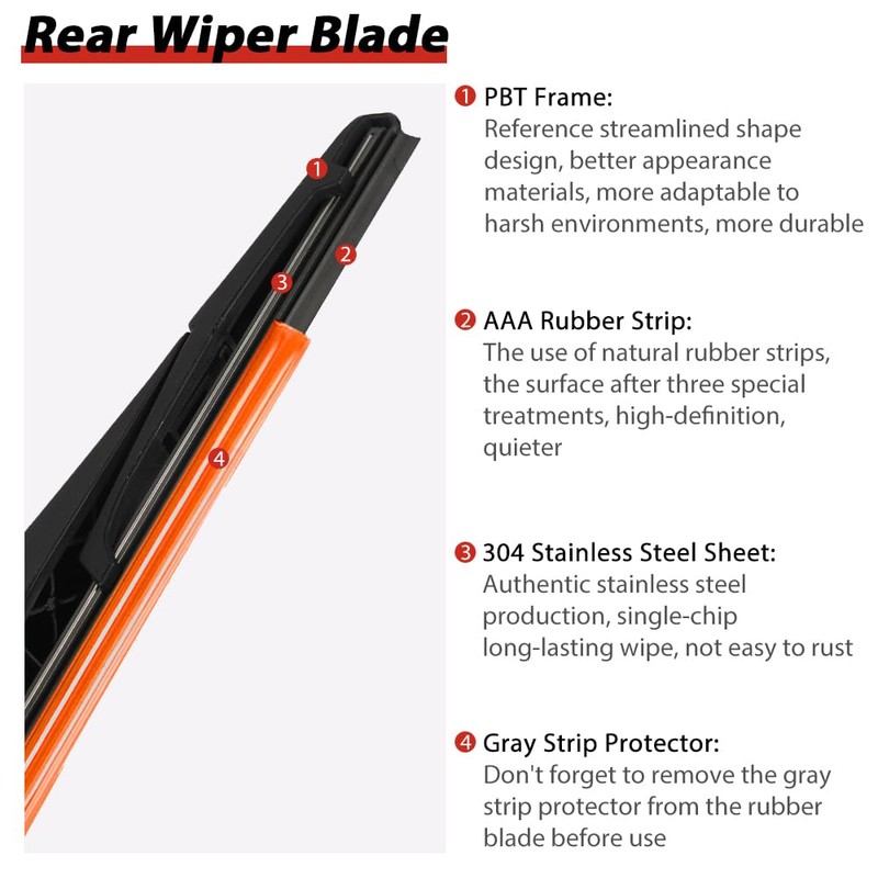 OTUAYAUTO Rear Wiper Arm and Blade Set - Replacement for
