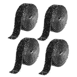 uxcell 4 Yards Resin Rhinestone Ribbon, Self-Adhesive Bling Crystal Ribbon Strips for Wedding Birthday Party DIY Crafts Decorations, Black