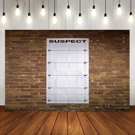 PHMOJEN Police Lineup Backdrop Height Chart Measurements Poster Backdrop for Photos Vinyl 9x6ft Murder Mystery Dinner Party Photo Prop BJLSPH1406