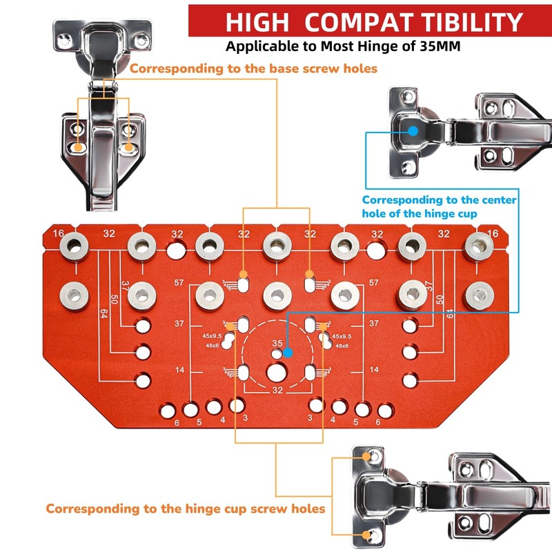 Acshio Shelf Pin Jig and Hinge Jig, Two-in-One Adjustable Shelf