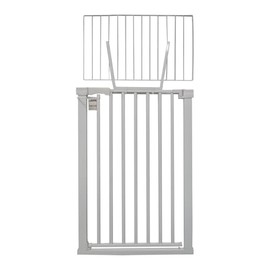 59 Inch Tall Baby Gate Auto Close Dog Gate with Adjustable Tall Panels Pressure Mounted Walk Through Swing Pet Gate for Doorways (White, 29.92"-43.71" Wide)
