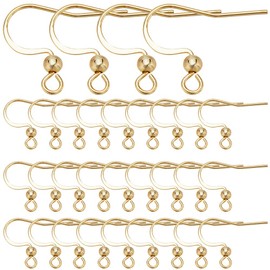 SUNNYCLUE 1 Box 200Pcs Earring Hooks Real 18K Gold Plated Stainless Steel French Earring Hooks Fish Hook Ear Wires with Openable Loops Hypoallergenic Earrings Findings for Jewelry Making Supplies