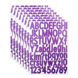 1 1/2 Inch Letter Stickers, 544 Pieces Alphabet Number Symbol Stickers for Scrapbooking, Sign, Water Bottle, Self-Adhesive Vinyl Letter Sticker Decals for Arts&Crafts - 8 Sheets Purple