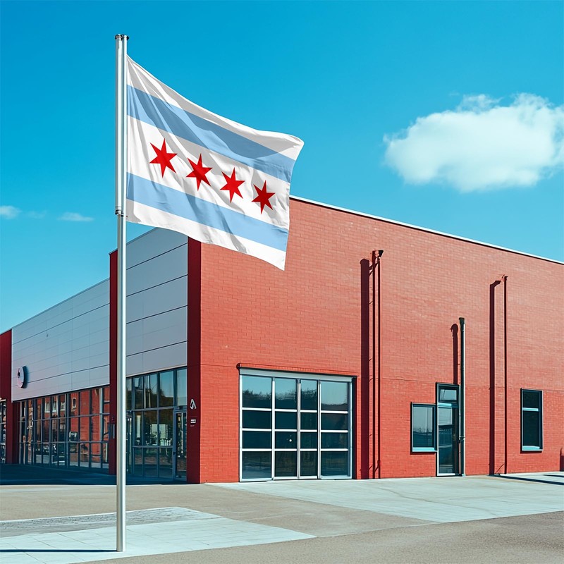 ASUNO Chicago Flag 3 × 5 Feet Polyester Banner with