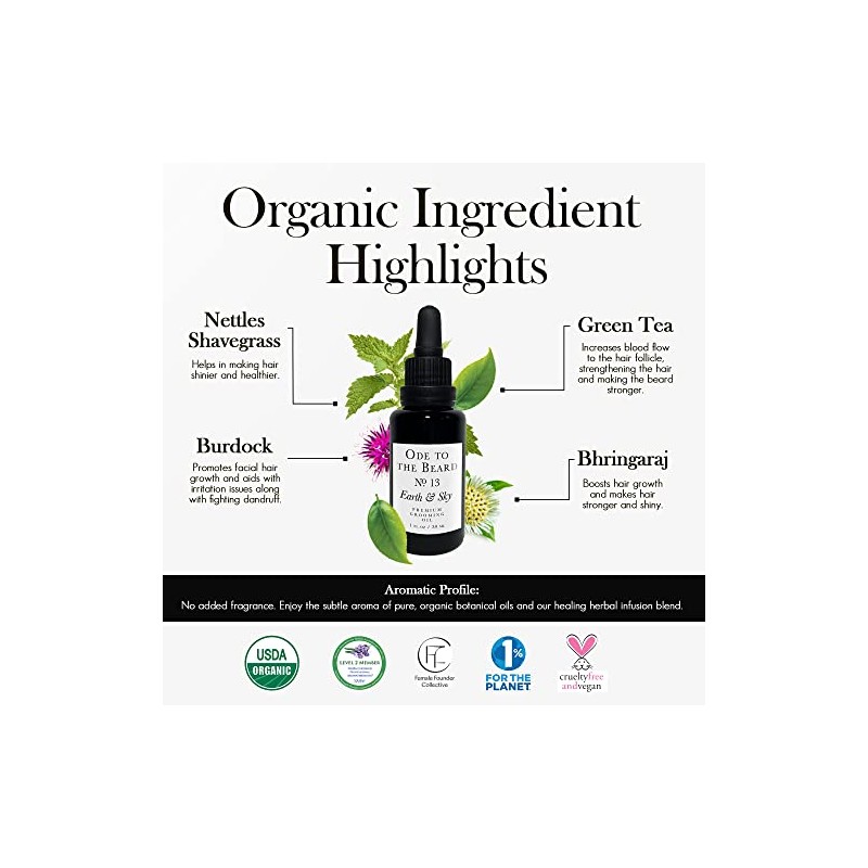 Vegan Mia Aceite Orgánico para Barba Usda para Hombres