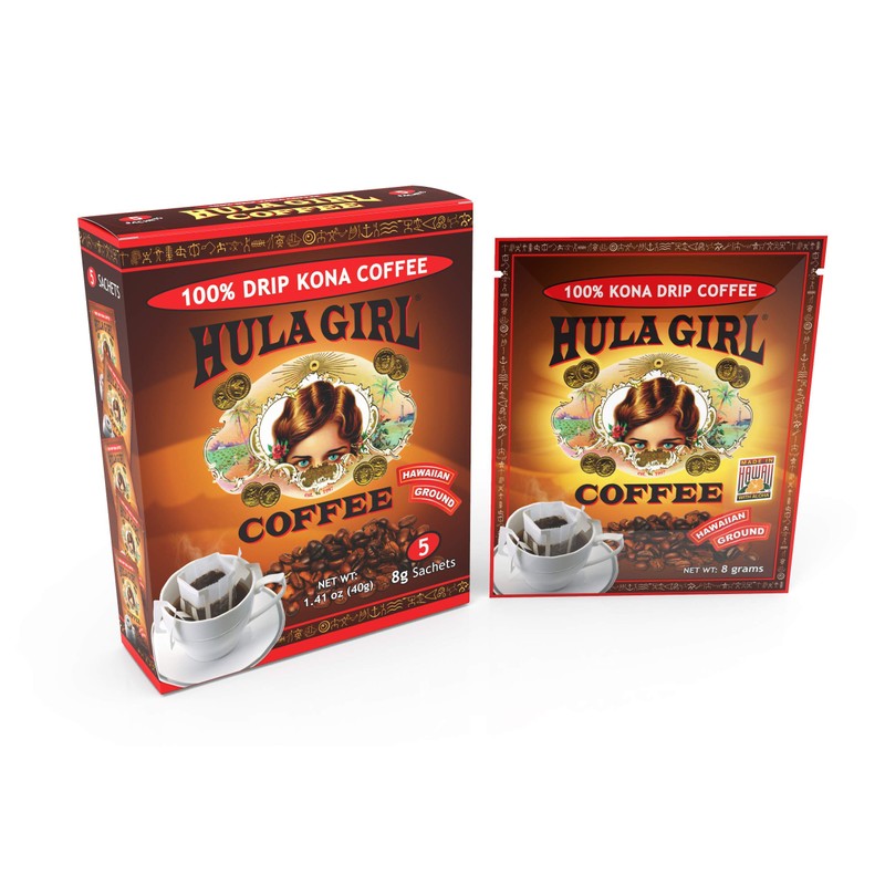 Hula Girl Drip Coffee Single Serve Pour Over (100% Kona,