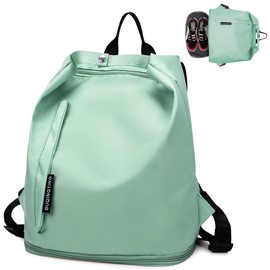 Tokeya Sports Backpack Women Men Sports Bag Waterproof with Shoe Compartment and Wet Pocket Lightweight Gym Backpack Small Leisure Travel Bags for Weekend Shopping Fitness Swimming, Green, Outdoor