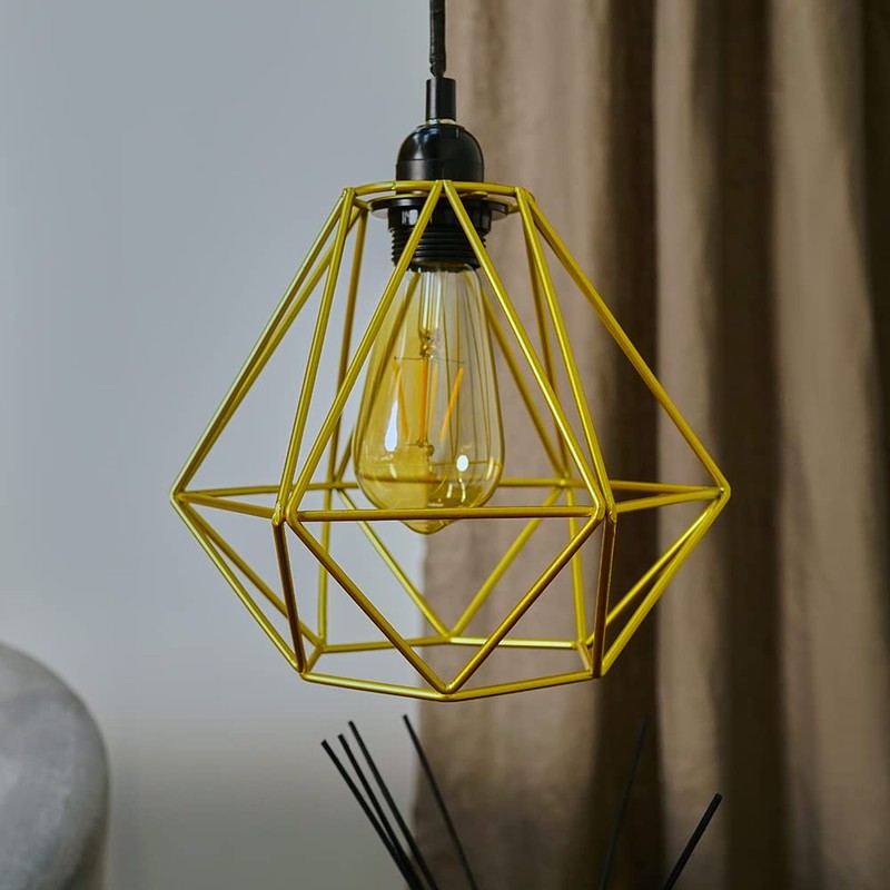 MiniSun Retro Style Gold Metal Basket Cage Ceiling Pendant Light