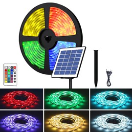 Uniontang UT Solar LED Strip Lights Outdoor, 16.4FT Solar Power RGB LED Lighting, IP66 Waterproof Rope Camping Lights for Garden, Wedding, Easter Party (3th GEN)