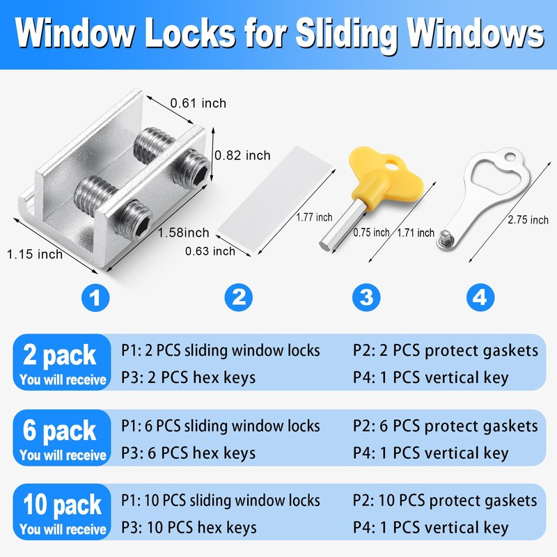 Sliding Window Locks (2 Pack), Window Locks for Up and