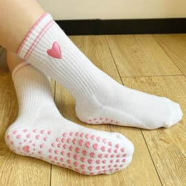 Raigoo Grip Non-slip Cute Pilates Socks for Yoga,Barre,Reformers US Shoe Sizes 5-11 (US, Numeric, 5, 11, Regular, Regular, 1 Pair Pink)