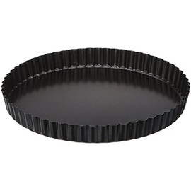 Paderno Non Stick Fluted Round Tart Mould/Quiche Tin/Flan Tin 240mm 25mm Deep Loose Base