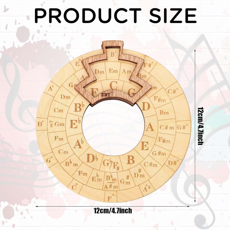 Wooden Melody Tool,Round Circle of Fifths Wheel,Musical Educational Tool,Music Transpose