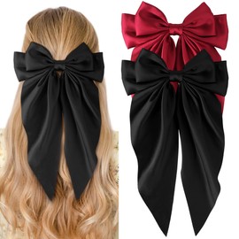 LADES 2 Pcs Hair Clips Bow, Satin Hair Bows for Women Girls Hair, Hair Barrettes for Big Bowknot Accessories Ribbons Gifts