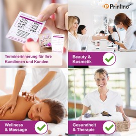 PRINTINO ‎ 100 Stampable Appointment Cards for Wellness, Massage, Beauty, Nail Salon, Hairdresser with Zen Motif and Pink Orchid Blossom - 4 Large Appointment Fields and Stamp Surface