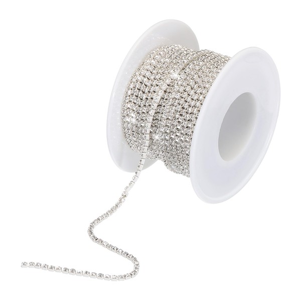 sourcing map 10 Yard 2mm Crystal Rhinestone Diamond Close Chain