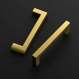 Ravinte 12 Pack 4-1/2 Inch Kitchen Square Cabinet Handles Cabinet Pulls Brushed Brass Drawer Pulls Kitchen Cabinet Hardware Kitchen Handles for Cabinets Cupboard Handles Drawer Handles