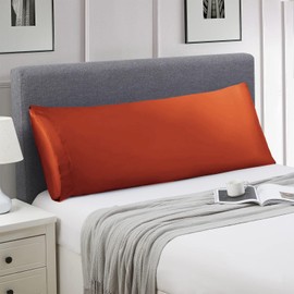 Ersmak Satin Body Pillow Cover, 20x54 Inches Rust Orange Ultra Soft Satin Body Pillow Case for Hair and Skin, Silky Slip Cooling Long Side Satin Body Pillow Pillowcase with Envelope Closure