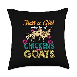Tractor & Girl Designs Farm Woman Farmer Mother Chicken Goat Girl Throw Pillow, 18x18, Multicolor