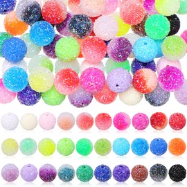 Huquary 80 Pcs Rhinestone Beads for Pens Making Jewelry Sugar Bead for Bracelets Round Disco Ball Bubblegum Mixed Color Round Crystal Beads(Multicolor,16 mm)