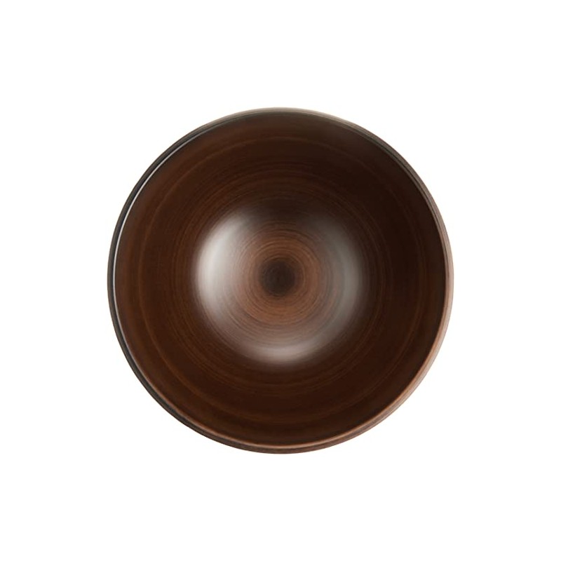 Ceramic Indigo Wood Grain Line Soup Bowl, Light Tea, Size: